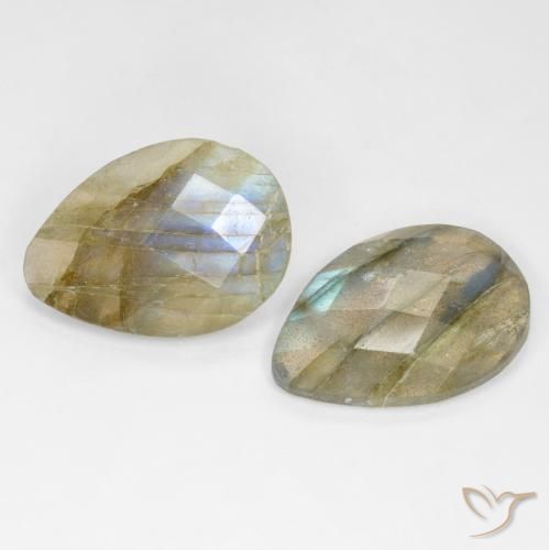 Gemas de labradorita Multicolor natural de 13.52 ct, En forma de pera, Translúcido