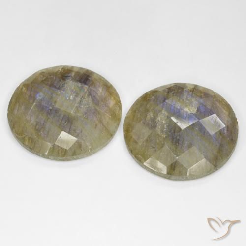 Gemas de Labradorita Multicolor natural de 25.40 ct, Redondo, Translúcido