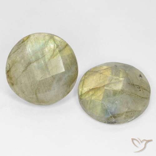 Gemas de Labradorita Multicolor natural de 17.63 ct, Redondo, Translúcido