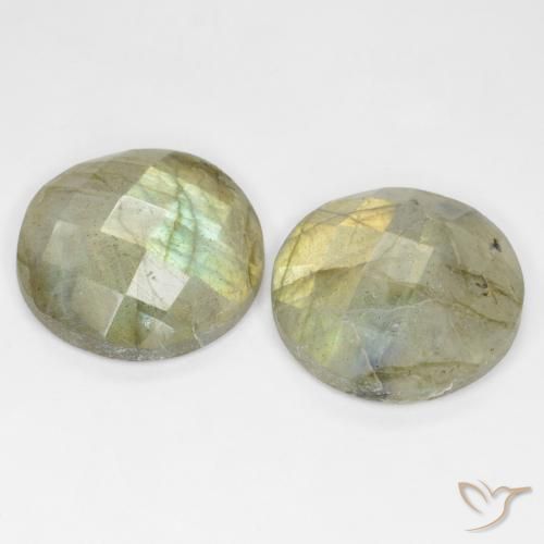 Gemas de Labradorita Multicolor natural de 17.63 ct, Redondo, Translúcido