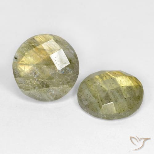 Gemas de Labradorita Multicolor natural de 8.10 ct, Redondo, Translúcido