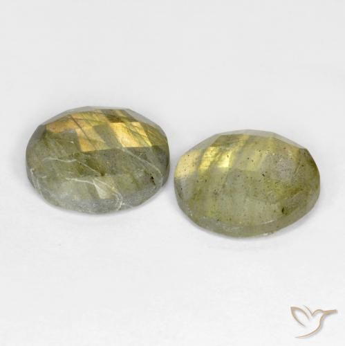 Gemas de Labradorita Multicolor natural de 8.10 ct, Redondo, Translúcido