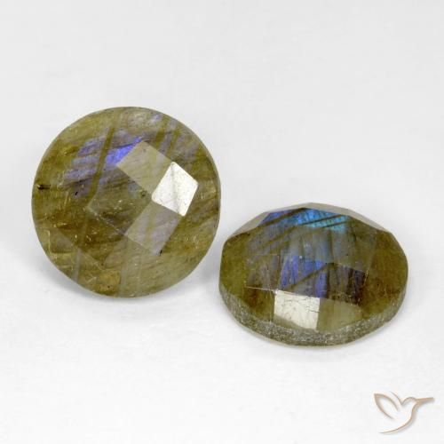 Gemas de Labradorita Multicolor natural de 8.40 ct, Redondo, Translúcido