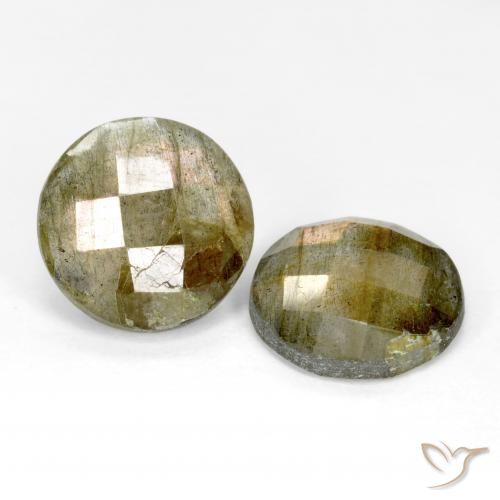 Gemas de Labradorita Multicolor natural de 9.29 ct, Redondo, Translúcido
