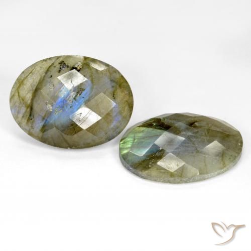 Gemas de Labradorita Multicolor natural de 21.18 ct, Ovalada, Translúcido