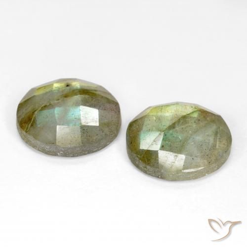 Gemas de Labradorita Multicolor natural de 8.74 ct, Redondo, Translúcido
