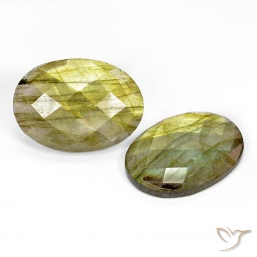 Gemas de Labradorita Multicolor natural de 23.37 ct, Ovalada, Translúcido