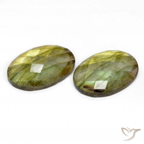 Gemas de Labradorita Multicolor natural de 23.37 ct, Ovalada, Translúcido