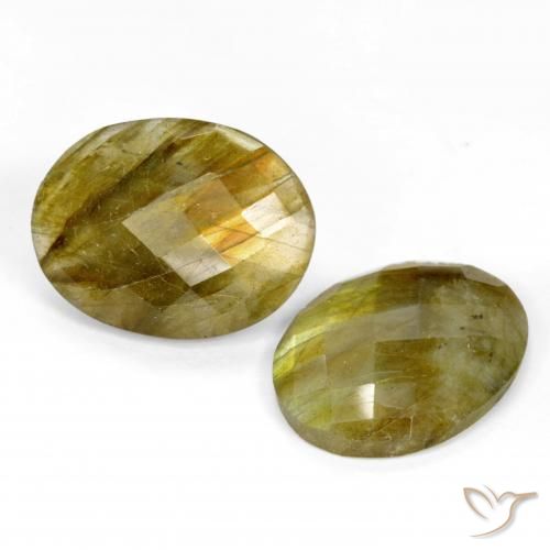 Gemas de Labradorita Multicolor natural de 19.29 ct, Ovalada, Translúcido