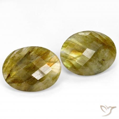 Gemas de Labradorita Multicolor natural de 19.29 ct, Ovalada, Translúcido