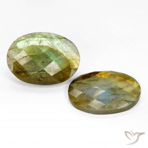 Gemas de Labradorita Multicolor natural de 21.18 ct, Ovalada, Translúcido
