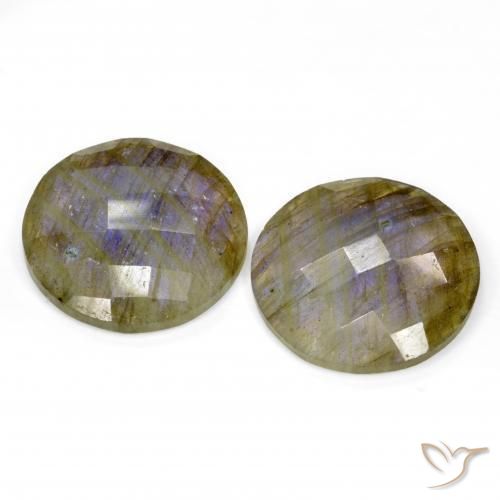 Gemas de Labradorita Multicolor natural de 25.42 ct, Redondo, Translúcido
