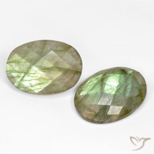 Gemas de Labradorita Multicolor natural de 20.95 ct, Ovalada, Translúcido