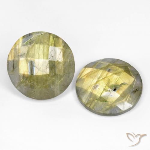Gemas de Labradorita Multicolor natural de 16.79 ct, Redondo, Translúcido