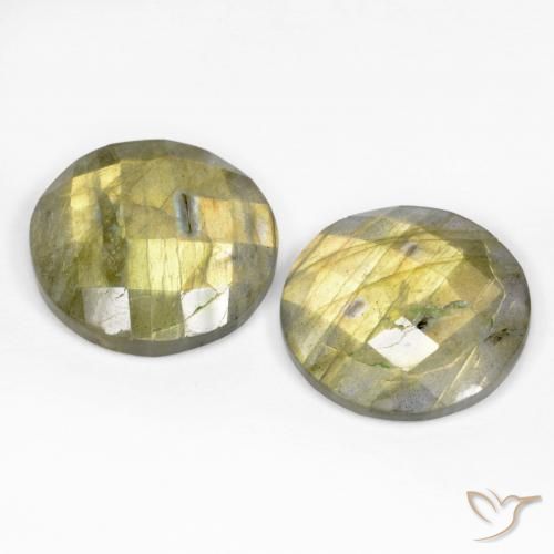 Gemas de Labradorita Multicolor natural de 16.79 ct, Redondo, Translúcido