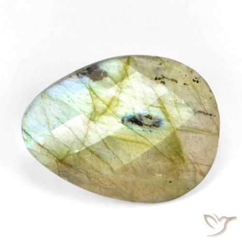 labradorita Multicolor natural de 7.84 ct, En forma de pera, Translúcido