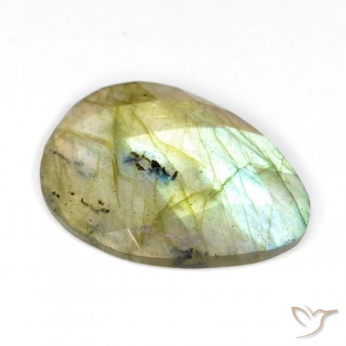 labradorita Multicolor natural de 7.84 ct, En forma de pera, Translúcido