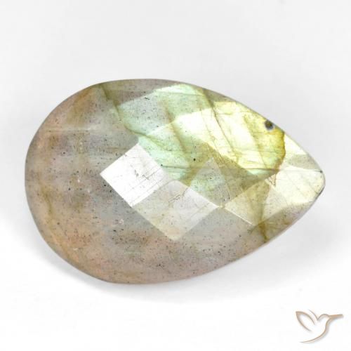 Labradorita Multicolor natural de 11.53 ct, En forma de pera, Translúcido