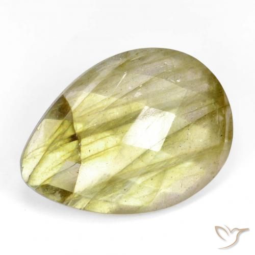 Labradorita Multicolor natural de 10.67 ct, En forma de pera, Translúcido