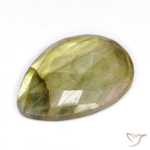 Labradorita Multicolor natural de 10.67 ct, En forma de pera, Translúcido