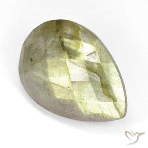 Labradorita Multicolor natural de 11.84 ct, En forma de pera, Translúcido