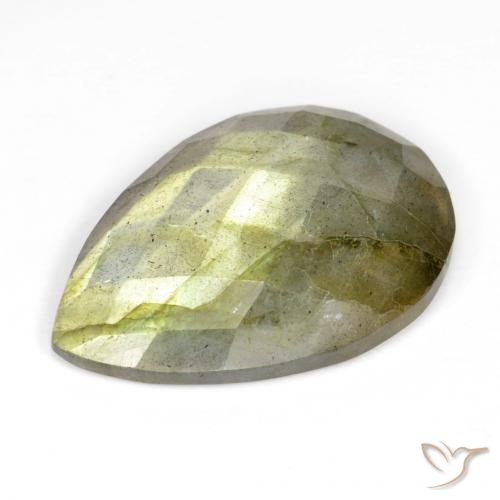 Labradorita Multicolor natural de 11.84 ct, En forma de pera, Translúcido