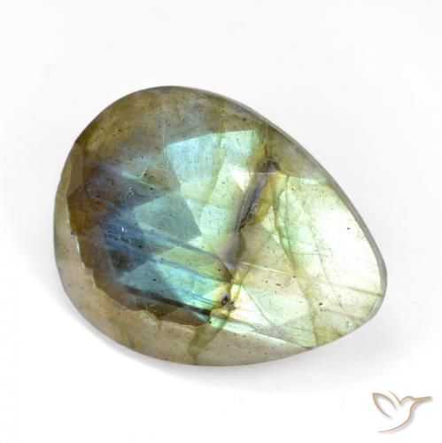 9.87ct Natural Multicolor Labradorita, En forma de pera, Translúcido