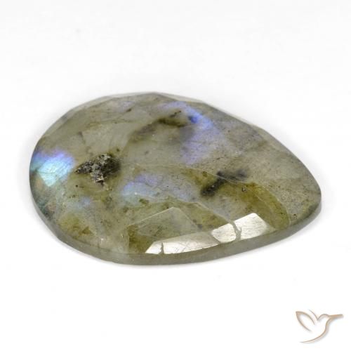 Labradorita Multicolor natural de 11.15 ct, En forma de pera, Translúcido