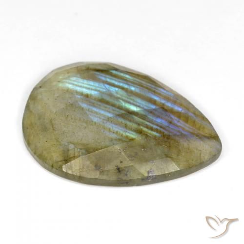 Labradorita Multicolor natural de 9.93 ct, En forma de pera, Translúcido