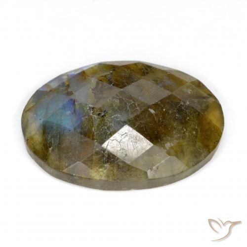 Labradorita Multicolor natural de 11.59 ct, Ovalada, Translúcido