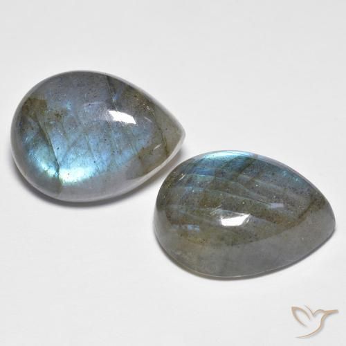 Gemas de Labradorita Multicolor natural de 19.78 ct, En forma de pera, Translúcido