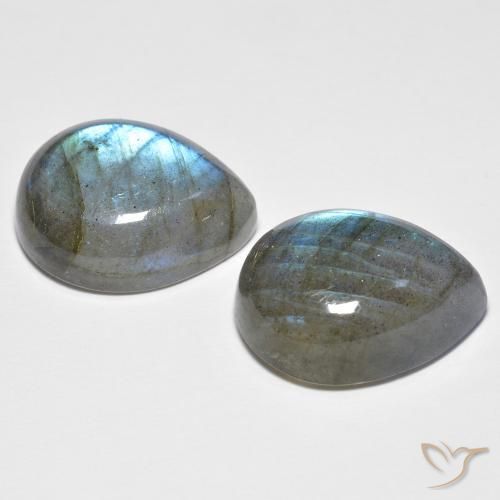 Gemas de Labradorita Multicolor natural de 19.78 ct, En forma de pera, Translúcido
