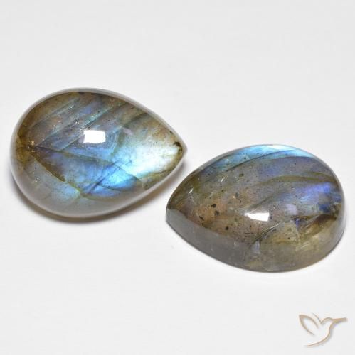 Gemas de Labradorita Multicolor natural de 18.90 ct, En forma de pera, Translúcido