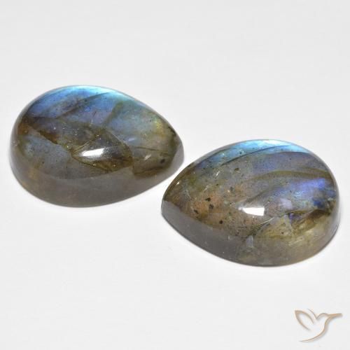 Gemas de Labradorita Multicolor natural de 18.90 ct, En forma de pera, Translúcido