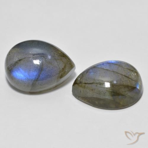 Gemas de Labradorita Multicolor natural de 21.30 ct, En forma de pera, Translúcido