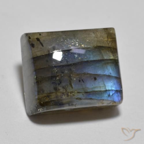 Labradorita Multicolor natural de 8.93 ct, Cuadrado, Translúcido