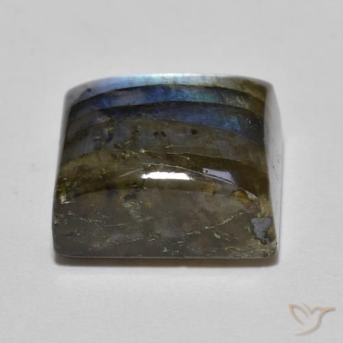 Labradorita Multicolor natural de 8.93 ct, Cuadrado, Translúcido