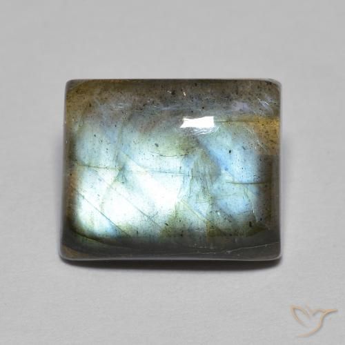 5.45ct Natural Multicolor Labradorita, Corte Baguette, Translúcido
