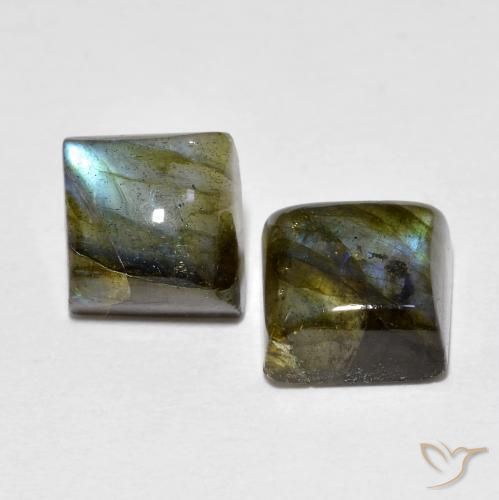 Gemas de Labradorita Multicolor natural de 4.02 ct, Cuadrado, Transparente