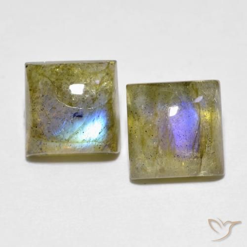 3.96ctw Natural Multicolor labradorita, Cuadrado, Transparente