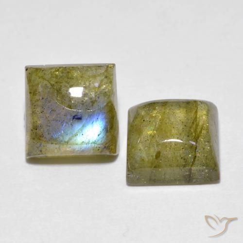 Gemas de Labradorita Multicolor natural de 3.96 ct, Cuadrado, Transparente