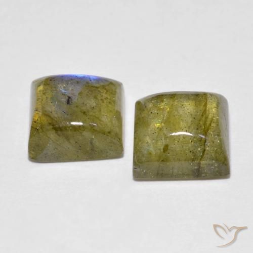 Gemas de Labradorita Multicolor natural de 3.96 ct, Cuadrado, Transparente