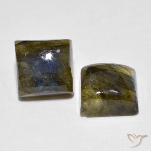 Gemas de labradorita Multicolor natural de 4.02 ct, Cuadrado, Transparente