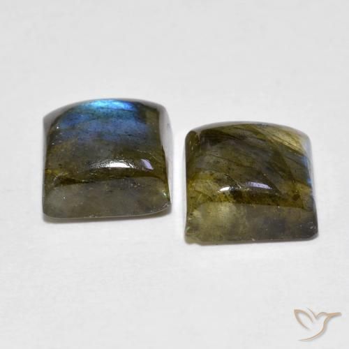 Gemas de labradorita Multicolor natural de 4.02 ct, Cuadrado, Transparente