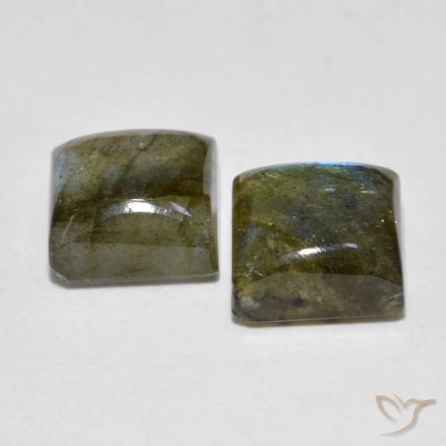 Gemas de Labradorita Multicolor natural de 4.42 ct, Cuadrado, Transparente