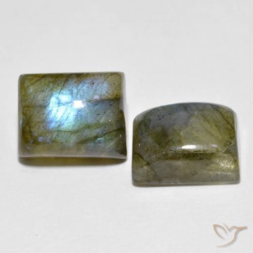 Gemas de Labradorita Multicolor natural de 8.68 ct, Corte Baguette, Translúcido