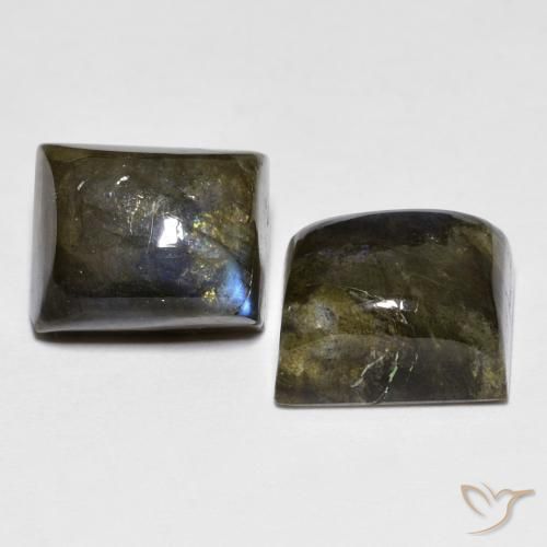 Gemas de Labradorita Multicolor natural de 10.20 ct, Corte Baguette, Translúcido