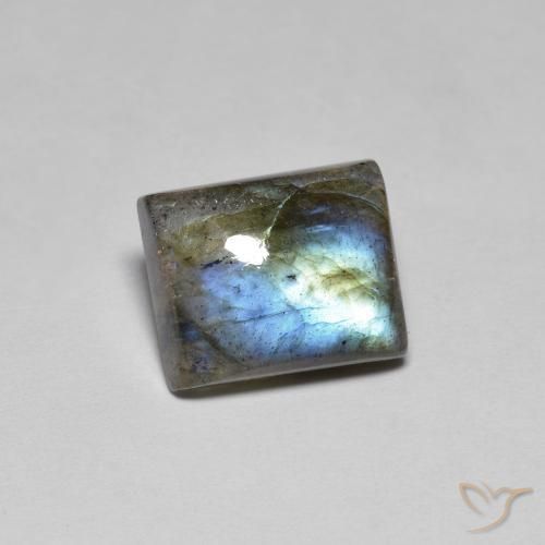 Labradorita Multicolor natural de 6.73 ct, Corte Baguette, Translúcido