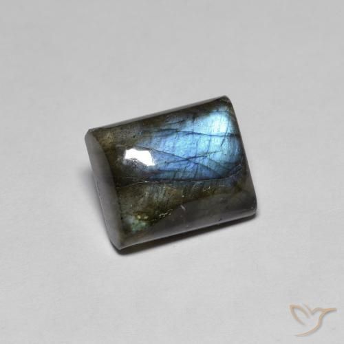 Labradorita Multicolor natural de 6.48 ct, Corte Baguette, Translúcido