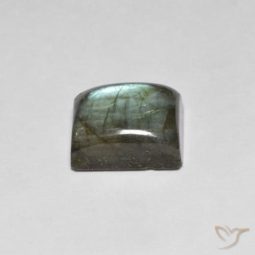 Labradorita Multicolor natural de 7.41 ct, Corte Baguette, Translúcido